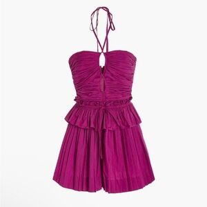 Vibrant orchid purple Peplum-Waist Gathered Playsuit